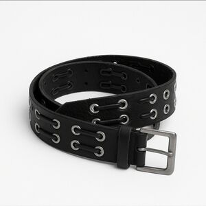 Levi’s Black Leather Grommet Belt Sz 32 Punk Y2K Streetwear